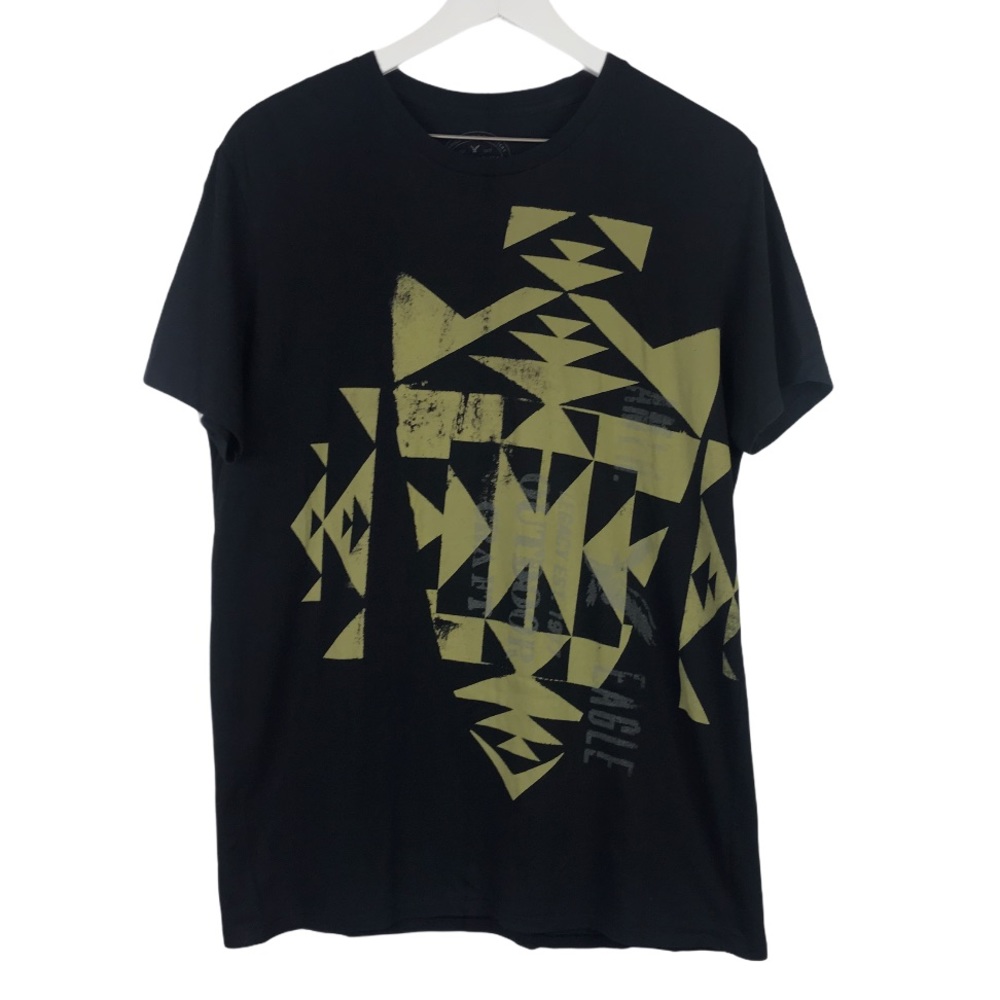 American Eagle Black Graphic Print Tee Men Sz L